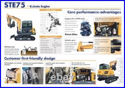13227lbs 6 Ton SHANTUI STE75 Excavator Digger 48HP Kubota V2607T Engine 2 Speed
