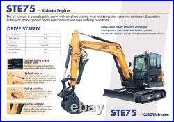 13227lbs 6 Ton SHANTUI STE75 Excavator Digger 48HP Kubota V2607T Engine 2 Speed