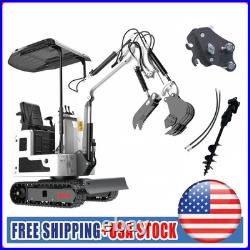 13.5HP Mini Excavator 1 TON B&S EPA Engine Auger & Quick Hitch Free Shipping
