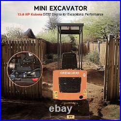 13.8 hp Mini Digger 1.1T Mini Crawler Excavator with All-Terrain Tracks 2698lbf
