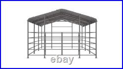 13x20ft Galvanized Metal Livestock Shelter Heavy-Duty Cattle Barn Animal Shade