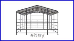 13x20ft Galvanized Metal Livestock Shelter Heavy-Duty Cattle Barn Animal Shade