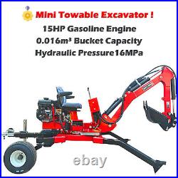 15HP Mini Towable Excavator Small Backhoe Excavator Trench 0.016cbm Bucket