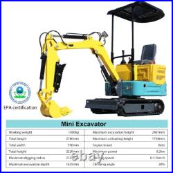 1Ton 2200lbs Mini Excavator 13.5HP Garden Farm Park Crawler Digger USA Stock NEW