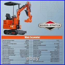 1Ton Mini Excavator Hydraulic Thumb & 13.5HP Skid Steer Loader B&S Engine Combo