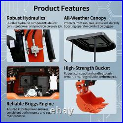 1Ton Mini Excavator Hydraulic Thumb & 13.5HP Skid Steer Loader B&S Engine Combo