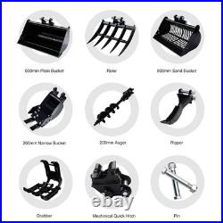 1Ton Mini Excavator with 8 Attachments Kit Auger, Rake, Grabber, Ripper, Bucket 1Ton Mini Excavator with 8 Attachments Kit Auger, Rake, Grabber, Ripper, Bucket