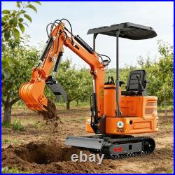1Ton Mini Excavators B&S Engine 13.5HP Digger Hydraulic Thumb Clip EPA Certified
