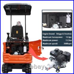 1Ton Mini Excavators B&S Engine 13.5HP Digger Hydraulic Thumb Clip EPA Certified