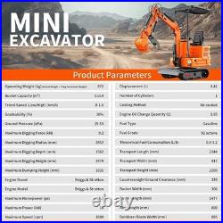 1Ton Mini Excavators B&S Engine 13.5HP Digger Hydraulic Thumb Clip EPA Certified