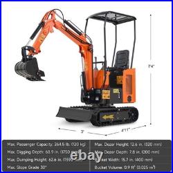 1.1T 13.8hp Mini Diesel Excavator Digger Mini Crawler With Kubota D722 Engine