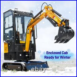 1.2 Ton Closed Cabin Mini Excavators For Sale 13.5HP with Gas EPA Engine