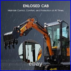 1.2 Ton Closed Cabin Mini Excavators For Sale 13.5HP with Gas EPA Engine