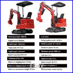 1.4Ton Mini Excavator Hydraulic Diggers Kubota Engine with Attachments EPA USA