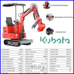 1.4Ton Mini Excavator KUBOTA Diesel Engine with Auger Drill Tracked Diggers USA
