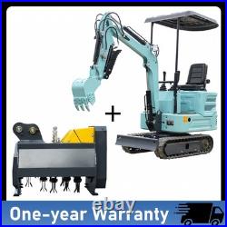 1.4Ton Mini Excavator KUBOTA Diesel Engine with Flail Mower Attachment USA STOCK