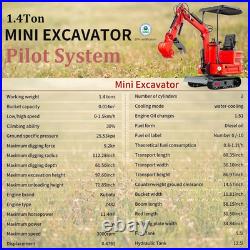 1.4Ton Mini Excavator Kubota Diesel Pilot System with Auger Drill &5 Attachments