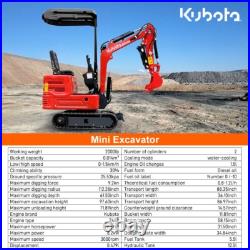 1.4 Ton Kubota Engine 11.23 HP Excavator Hydraulic Thumb Clamp Free Shipping US