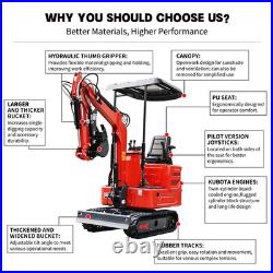 1.4 Ton Mini Excavator, 13.5HP Mini Skid Steer Loader Bundle, Free Ship & Unload