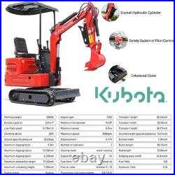 1.4 Ton Mini Excavator Kubota Diesel Engine Hydraulic Digger Two Color USA STOCK 1.4 Ton Mini Excavator Kubota Diesel Engine Hydraulic Digger Two Color USA STOCK