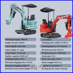 1.4 Ton Mini Excavator Tracked Diggers with Kubota Diesel Engine Free Unloading