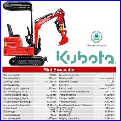 1.4 Ton Mini Hydraulic Excavator 11.23 HP Kubota Engine Crawler Digger For Sale