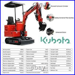 1.4 Ton Red Mini Excavator Kubota Engine Hydraulic Pilot Control, Free Shipping