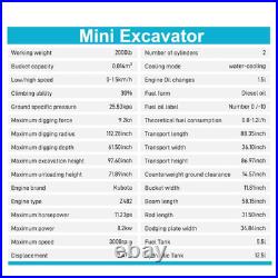1.4ton Mini Excavator 13.5HP Small Digger Tracked Crawler US Stock FREE SHIPPING