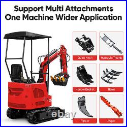 1.5Ton Digger Mini Excavator 13.5hp Gas Tracked Crawler B&S EPA Engine Depth 5ft