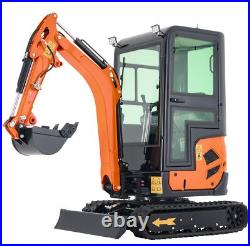 1.6 Ton 23hp Mini Excavator Gas Digger Crawler B&S EPA Engine Closed Cabin