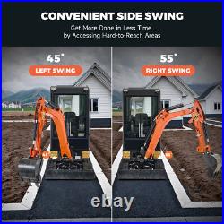 1.6 Ton 23hp Mini Excavator Gas Digger Crawler B&S EPA Engine Closed Cabin