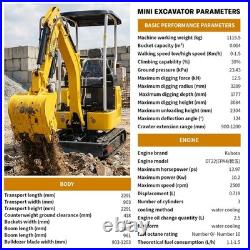 1.8T Mini Excavator Kubota D722 Diesel Engine, Side Swing & Extendable Tracks