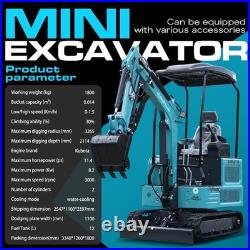 1.8T Mini Excavator with Hydraulic Thumb, Kubota Diesel Engine EPA