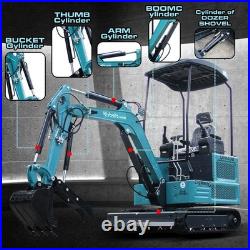 1.8T Mini Excavator with Hydraulic Thumb, Kubota Diesel Engine EPA