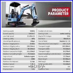 1.8Ton Mini Excavator Crawler Tracked Kubota Twin cylinder Diesel USA STOCK EPA