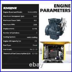 1.8Ton Mini Excavator Kubota D722 Diesel with Side Swing & Extendable Track USA