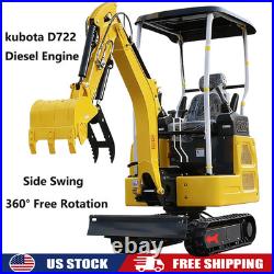 1.8Ton Mini Excavator Kubota Engine Side Swing & Extendable Tracks US Warehouse