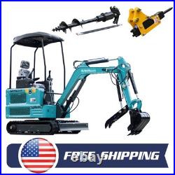1.8 Ton Mini Excavator Digger 4000Ibs KUBOTA Diesel Crawler+ AUGER+Breaker