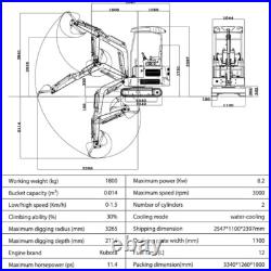 1.8 Ton Mini Excavator Digger Hydraulic Thumb KUBOTA Diesel, EPA Certified USA