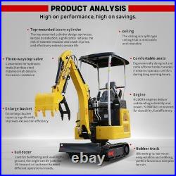 1.8 Ton Mini Excavator KUBOTA D722 Engine Expand Track Side Swing Pilot Control
