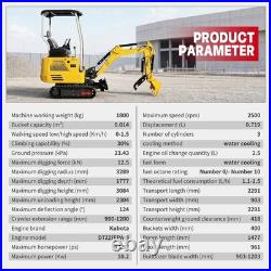 1.8 Ton Mini Excavator KUBOTA Diesel Engine Expand Track Side swing Pilot