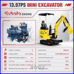 1.8 Ton Mini Excavator KUBOTA Diesel Engine Expand Track Side swing Pilot