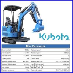 1.8 Ton Mini Excavator KUBOTA Diesel Engine Pilot System 4000lbs Crawler Digger 1.8 Ton Mini Excavator KUBOTA Diesel Engine Pilot System 4000lbs Crawler Digger