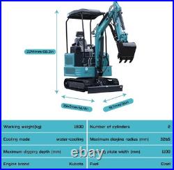 1.8 Ton Mini Excavator Kubota Diesel Engine Fully hydraulic control syst