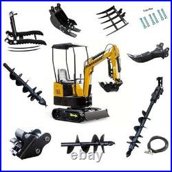 1 Ton 13.5HP Canopy Mini Hydraulic Excavator with 8Pcs Attachments Set in Stock