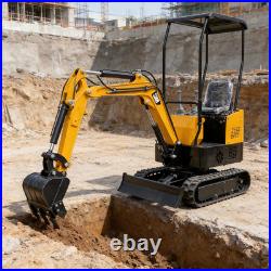 1 Ton 13.5HP Canopy Mini Hydraulic Excavator with 8Pcs Attachments Set in Stock