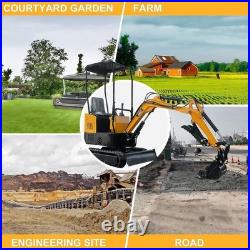 1 Ton 13.5HP Canopy Mini Hydraulic Excavator with 8Pcs Attachments Set in Stock