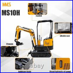 1 Ton 13.5HP Canopy Mini Hydraulic Excavator with 8Pcs Attachments Set in Stock