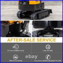 1 Ton 13.5HP Canopy Mini Hydraulic Excavator with 8Pcs Attachments Set in Stock