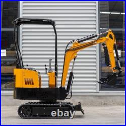 1 Ton 13.5HP Canopy Mini Hydraulic Excavator with 8Pcs Attachments Set in Stock